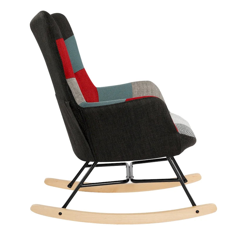 Fauteuil à bascule patchwork inclinable rembourré Fauteuil d'appoint confortable