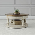 Table basse ronde Antique White et Tobacco