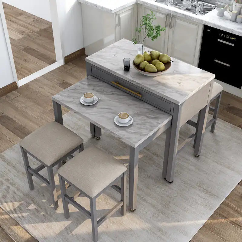 Table de salle à manger en bois gris de 39 pouces, hauteur comptoir, modèle Farmhouse