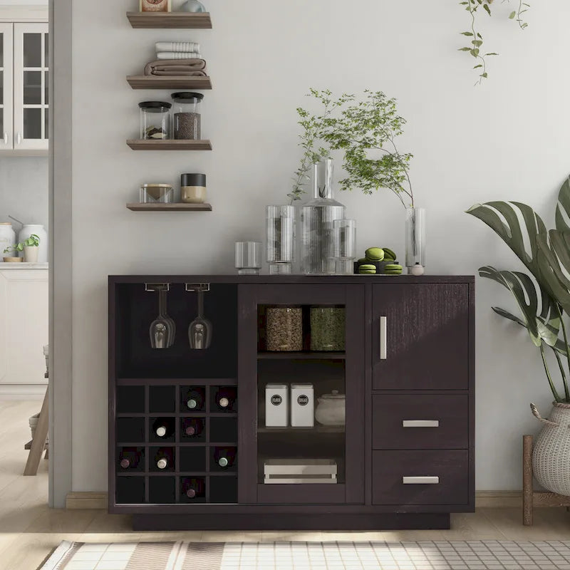 Buffet de salle à manger moderne en bois avec étagères de rangement et tiroirs, organisateur de cuisine pour salle à manger