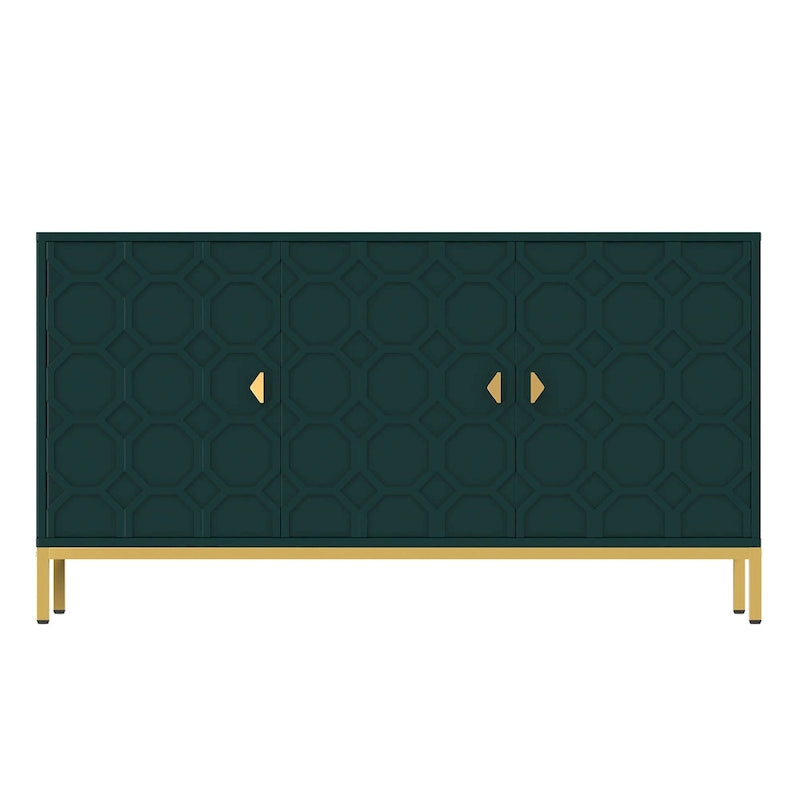 Buffet de rangement pour appareils multimédia à 3 portes avec finition brillante