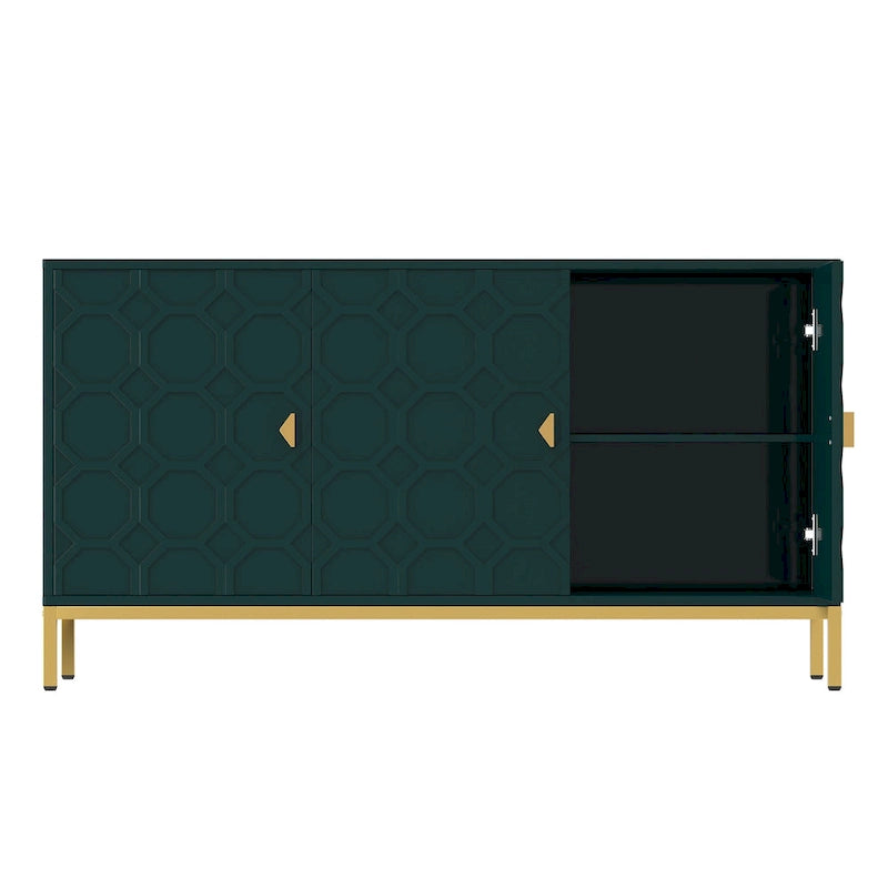 Buffet de rangement pour appareils multimédia à 3 portes avec finition brillante