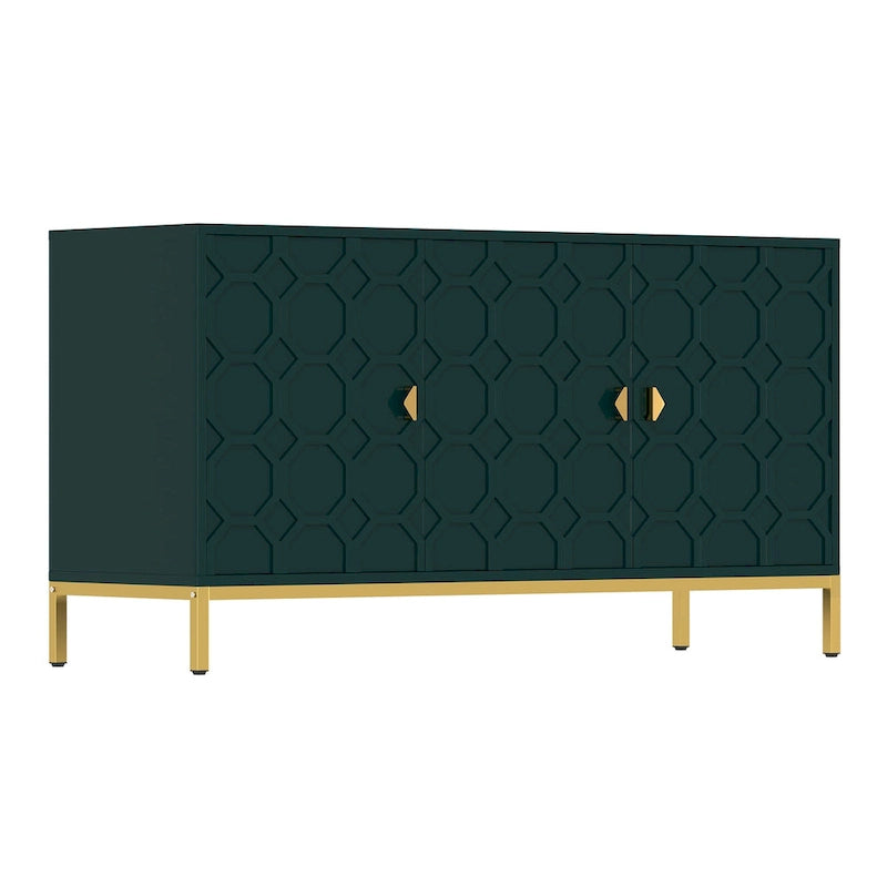 Buffet de rangement pour appareils multimédia à 3 portes avec finition brillante