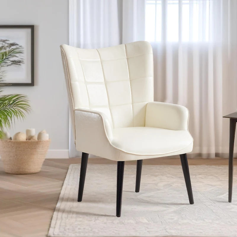 Fauteuil d'appoint dossier haut moderne avec oreilles - Similicuir