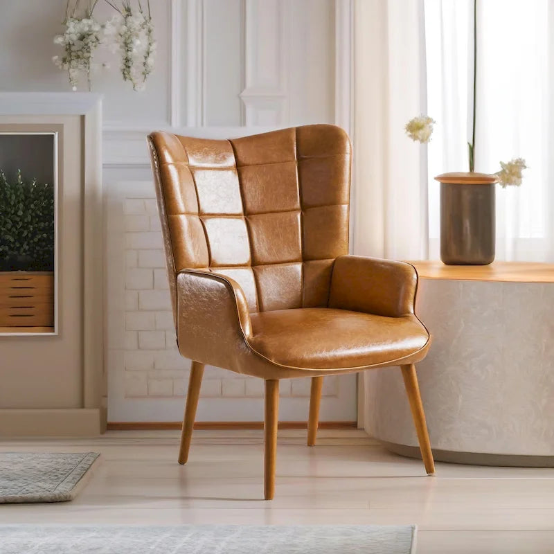 Fauteuil d'appoint dossier haut moderne avec oreilles - Similicuir