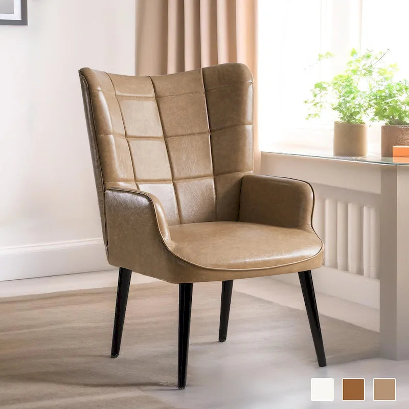Fauteuil d'appoint dossier haut moderne avec oreilles - Similicuir