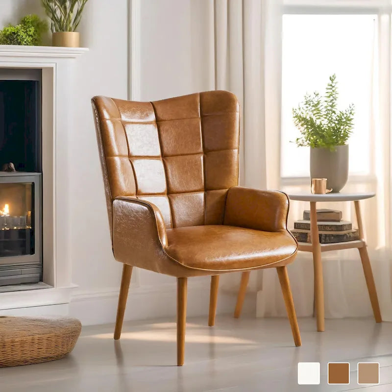 Fauteuil d'appoint dossier haut moderne avec oreilles - Similicuir