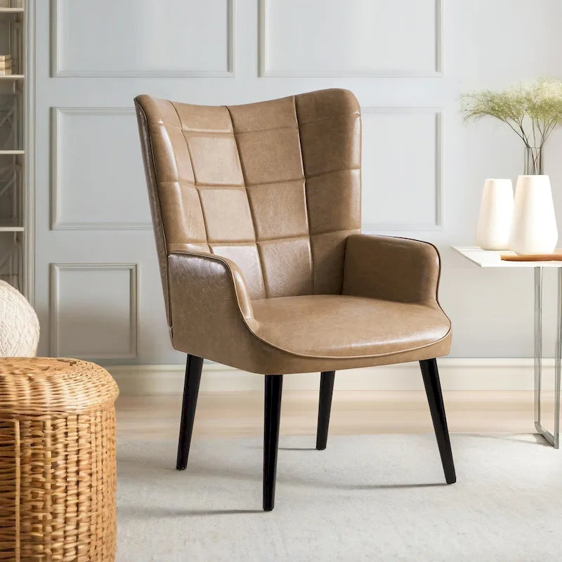 Fauteuil d'appoint dossier haut moderne avec oreilles - Similicuir