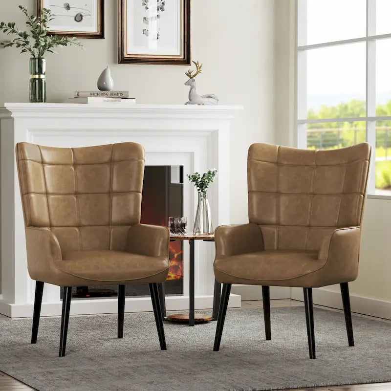 Fauteuil d'appoint dossier haut moderne avec oreilles - Similicuir