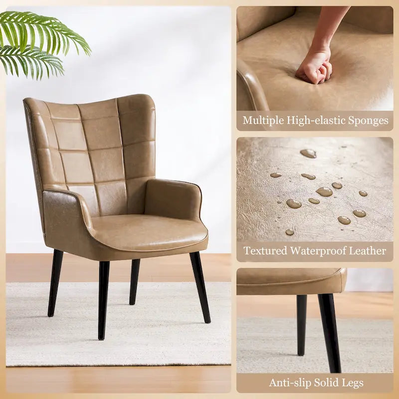 Fauteuil d'appoint dossier haut moderne avec oreilles - Similicuir