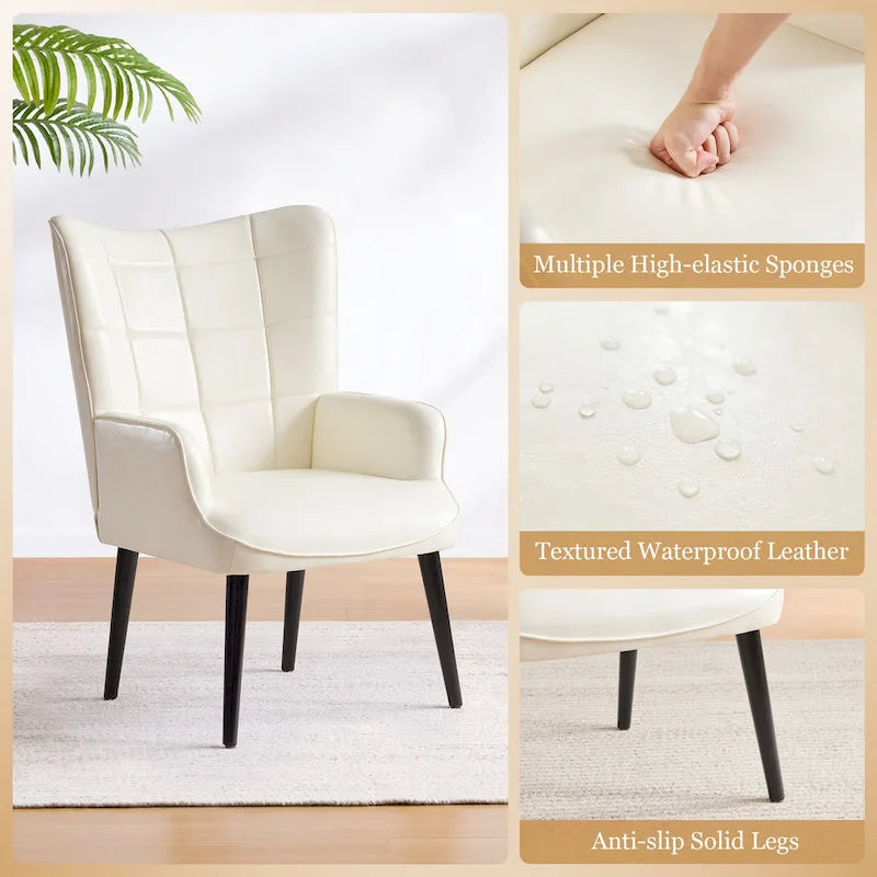 Fauteuil d'appoint dossier haut moderne avec oreilles - Similicuir
