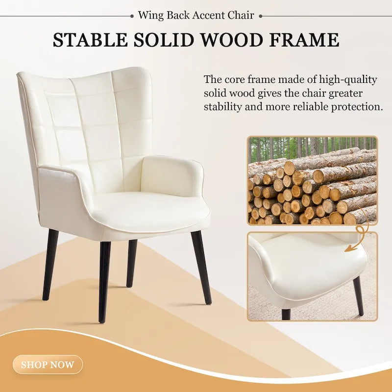 Fauteuil d'appoint dossier haut moderne avec oreilles - Similicuir