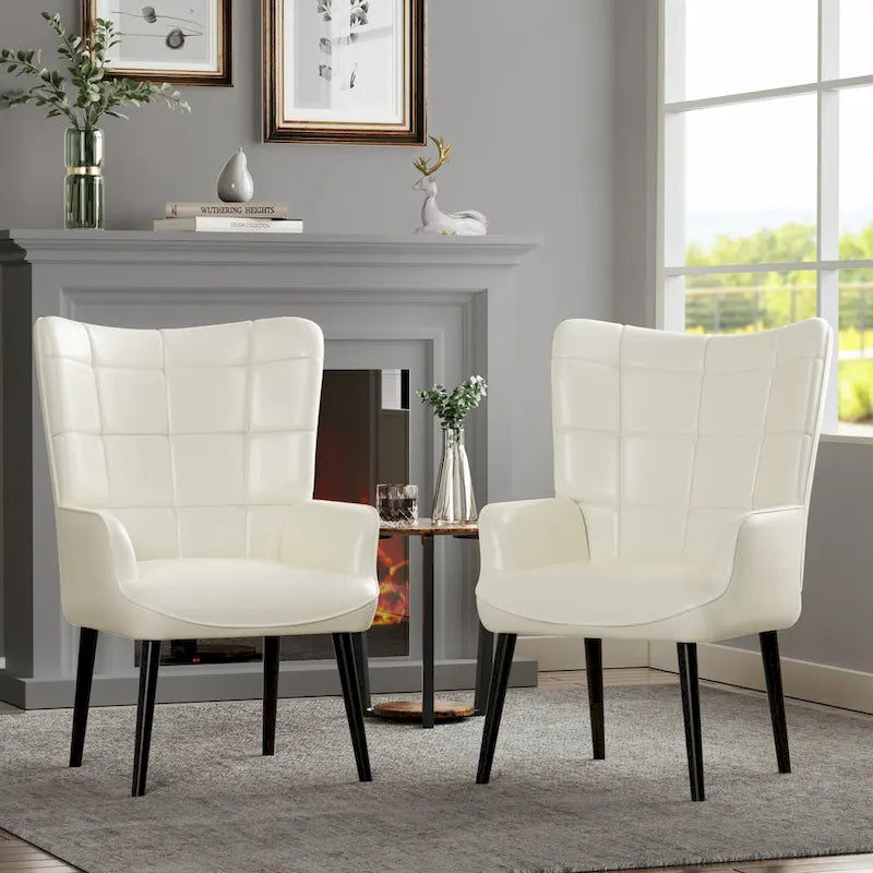 Fauteuil d'appoint dossier haut moderne avec oreilles - Similicuir
