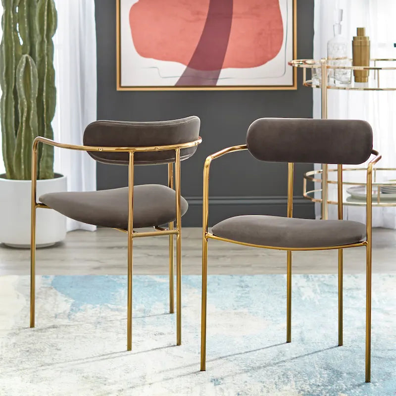 Fauteuil de salle à manger en velours (lot de 2)