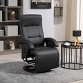 Fauteuil inclinable en PU avec repose-pieds, fauteuil de salon avec dossier réglable à 135° et base pivotante en bois