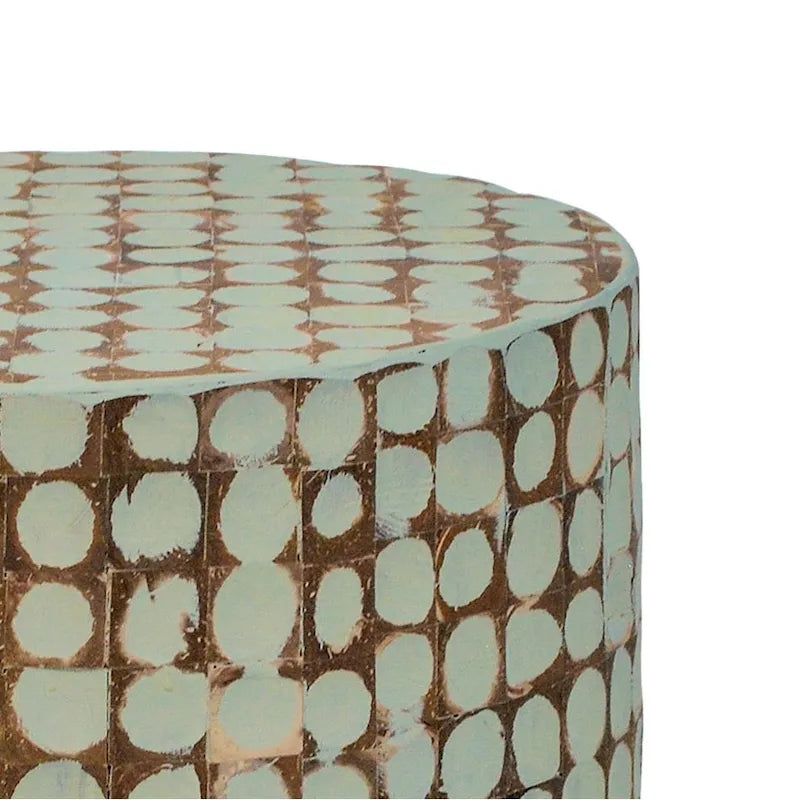 Table d'appoint ronde en mosaïque de coquilles de noix de coco