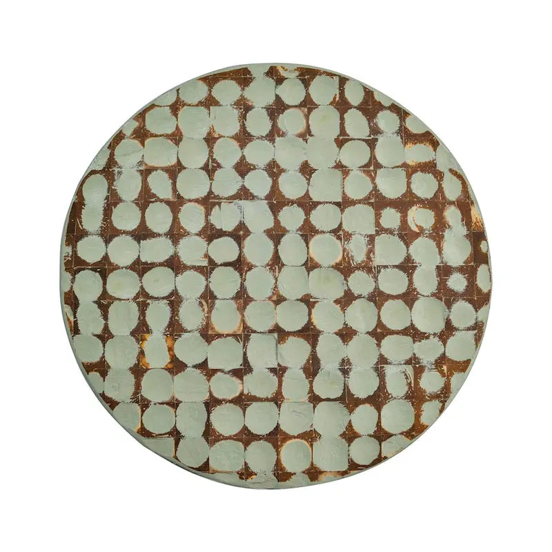 Table d'appoint ronde en mosaïque de coquilles de noix de coco