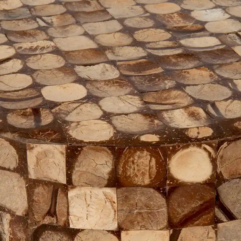 Table d'appoint ronde en mosaïque de coquilles de noix de coco