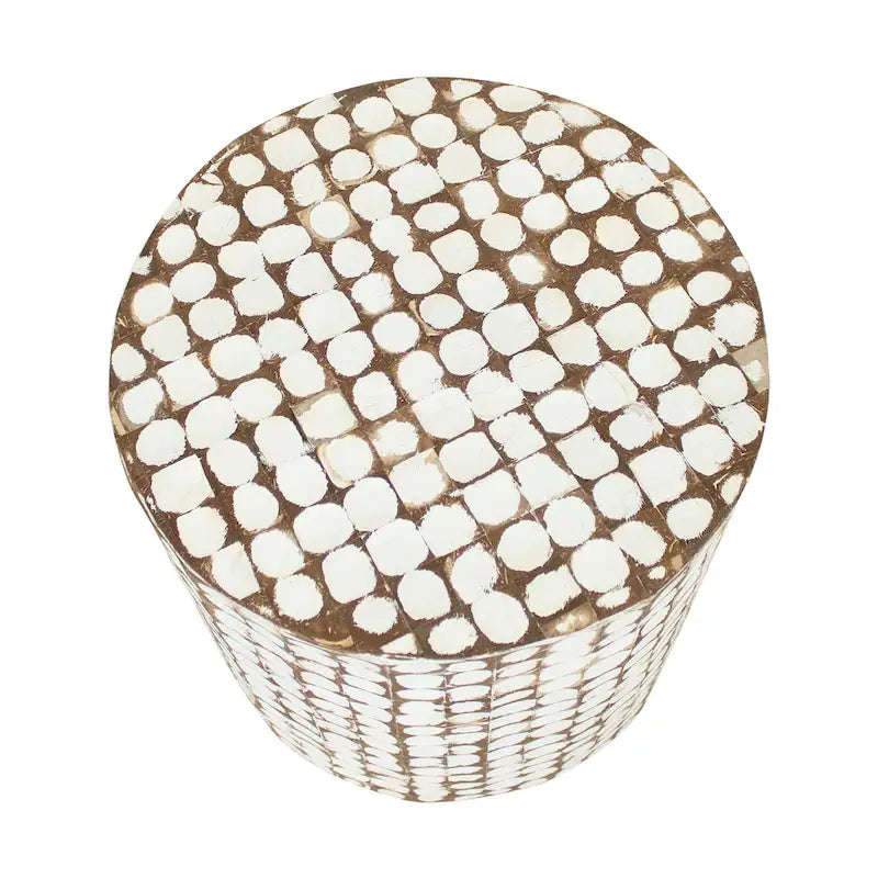 Table d'appoint ronde en mosaïque de coquilles de noix de coco