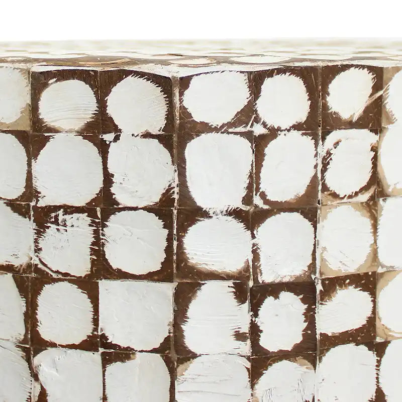 Table d'appoint ronde en mosaïque de coquilles de noix de coco