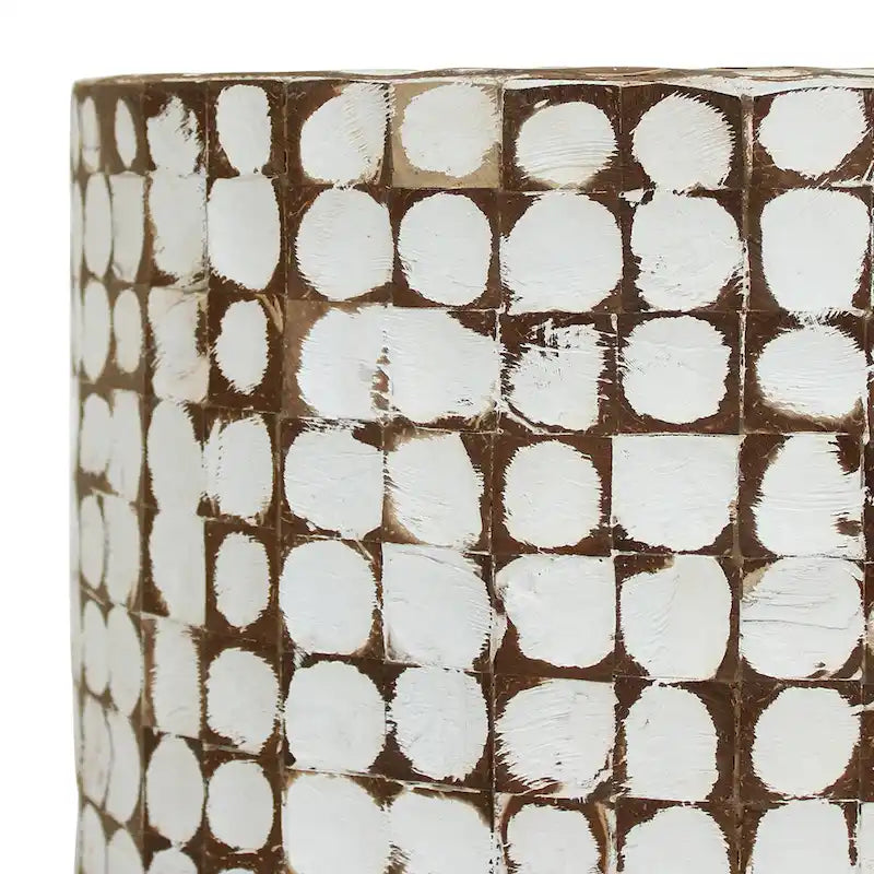 Table d'appoint ronde en mosaïque de coquilles de noix de coco