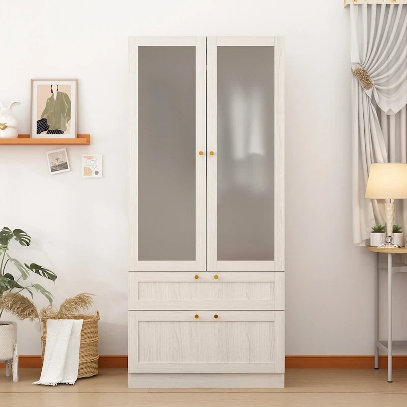 Grande armoire en verre dépoli : Options de rangement polyvalentes