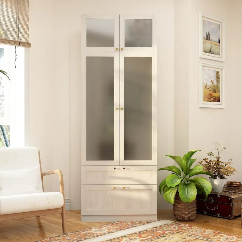 Grande armoire en verre dépoli : Options de rangement polyvalentes