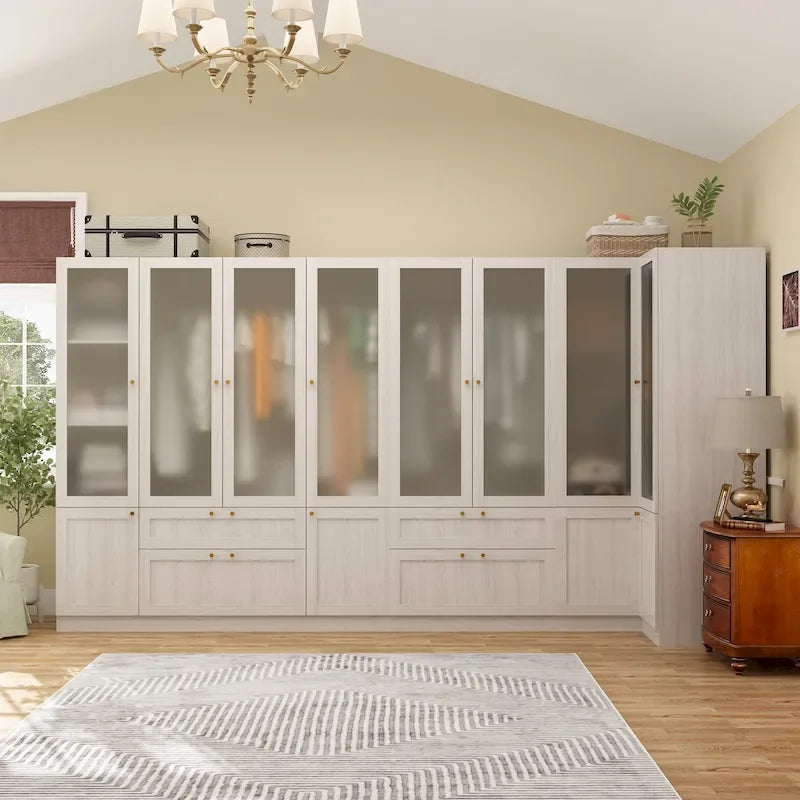 Grande armoire en verre dépoli : Options de rangement polyvalentes