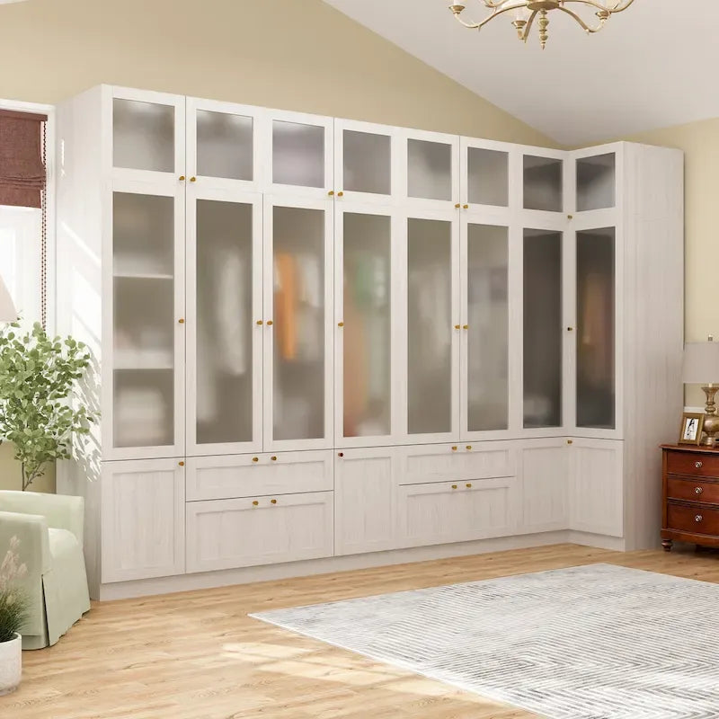 Grande armoire en verre dépoli : Options de rangement polyvalentes