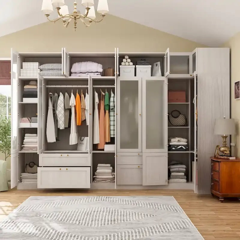 Grande armoire en verre dépoli : Options de rangement polyvalentes