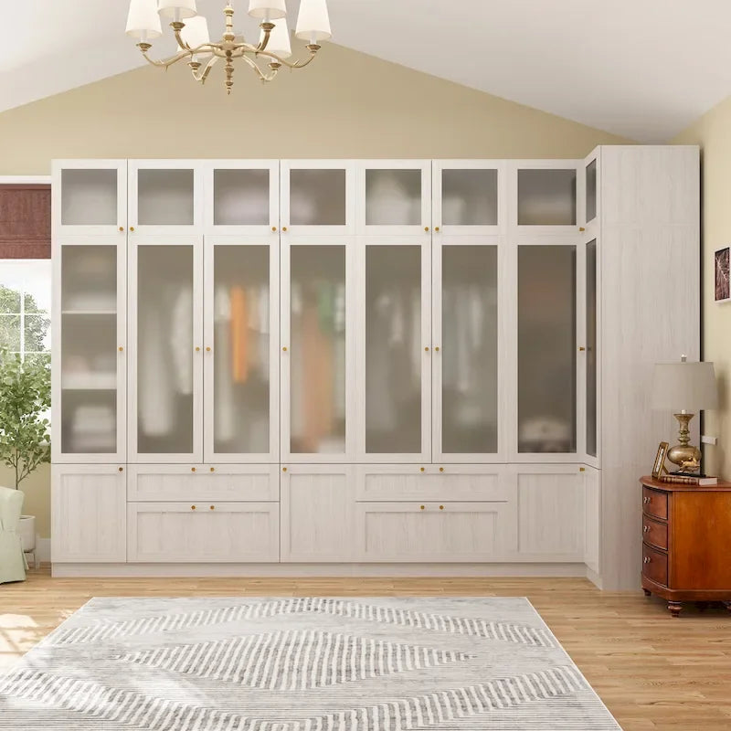 Grande armoire en verre dépoli : Options de rangement polyvalentes