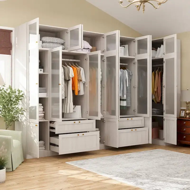 Grande armoire en verre dépoli : Options de rangement polyvalentes