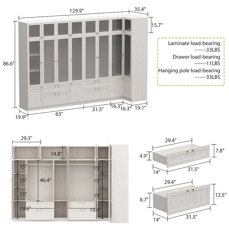 Grande armoire en verre dépoli : Options de rangement polyvalentes