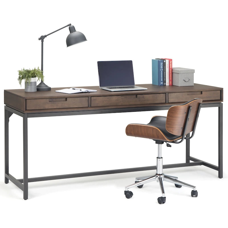 Bureau industriel en bois massif de 183 cm de large