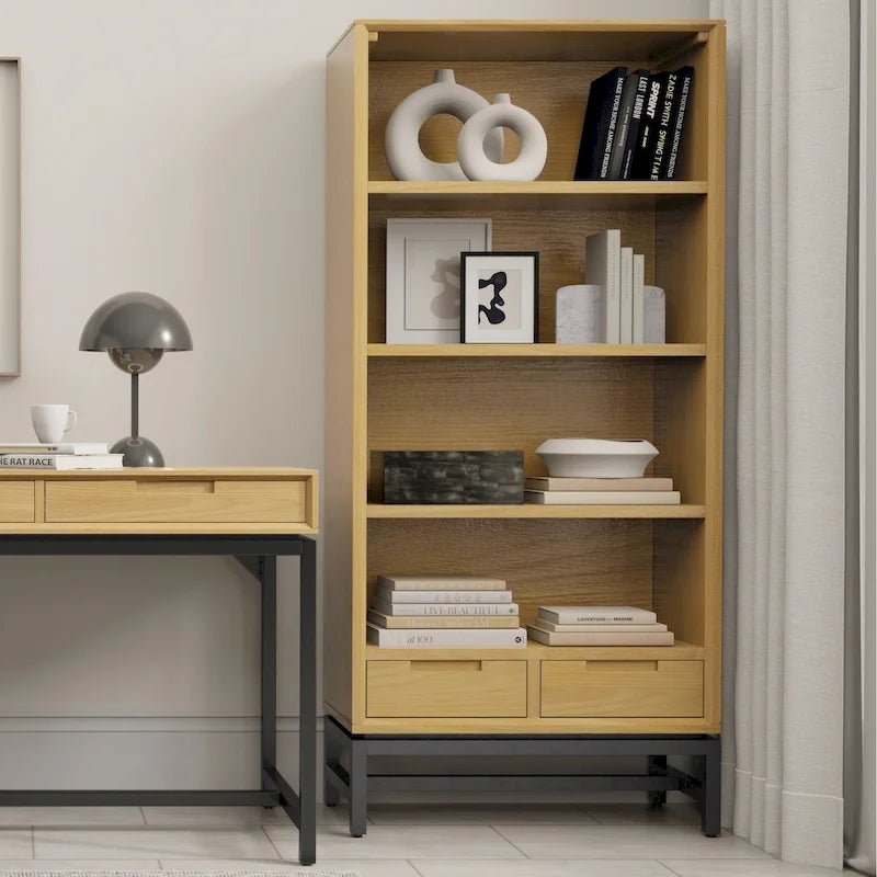 Bureau industriel en bois massif de 183 cm de large