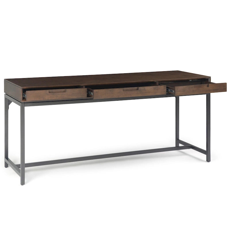 Bureau industriel en bois massif de 183 cm de large