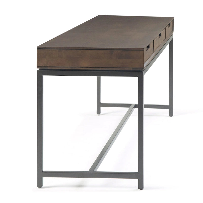 Bureau industriel en bois massif de 183 cm de large