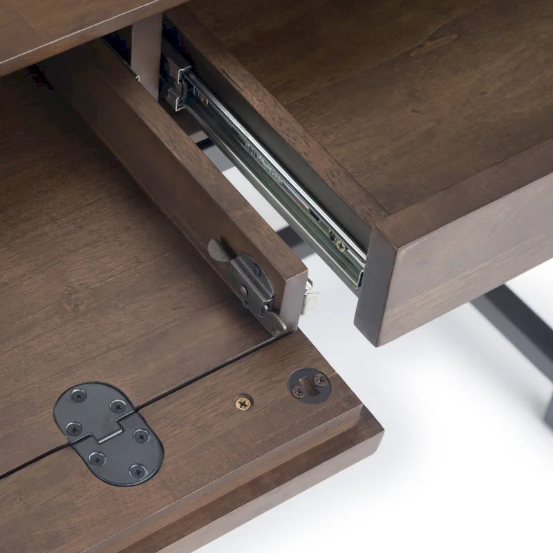 Bureau industriel en bois massif de 183 cm de large