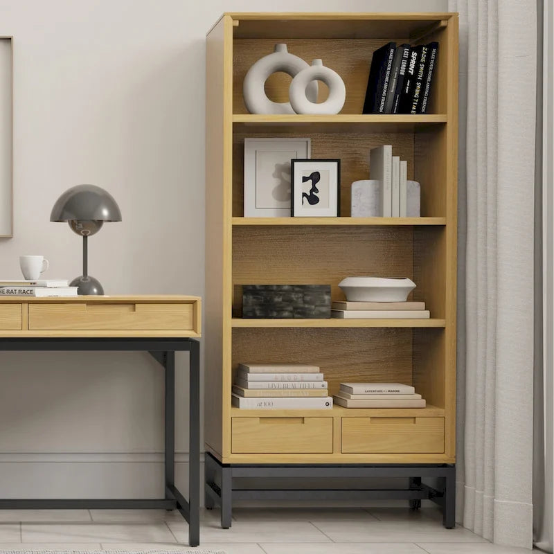 Bureau industriel en bois massif de 183 cm de large