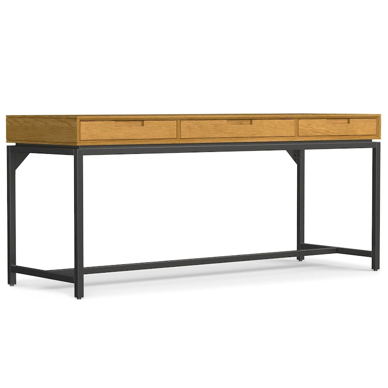 Bureau industriel en bois massif de 183 cm de large