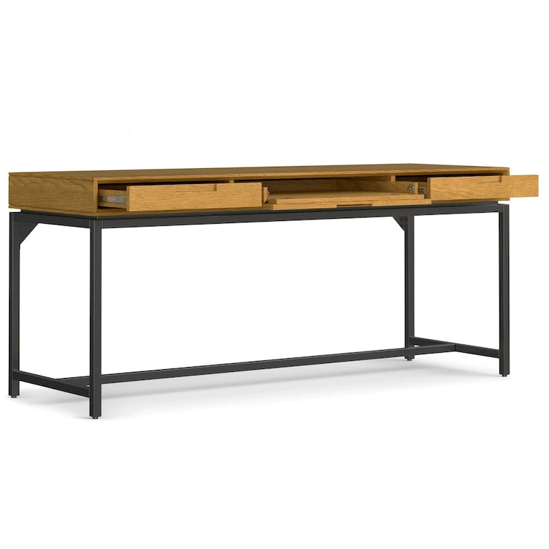Bureau industriel en bois massif de 183 cm de large