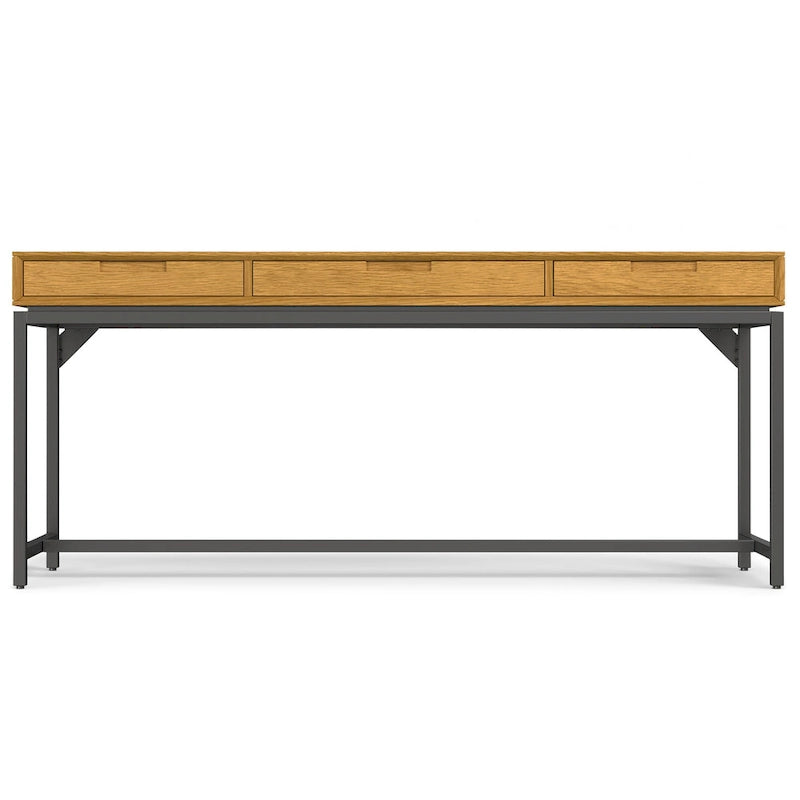 Bureau industriel en bois massif de 183 cm de large