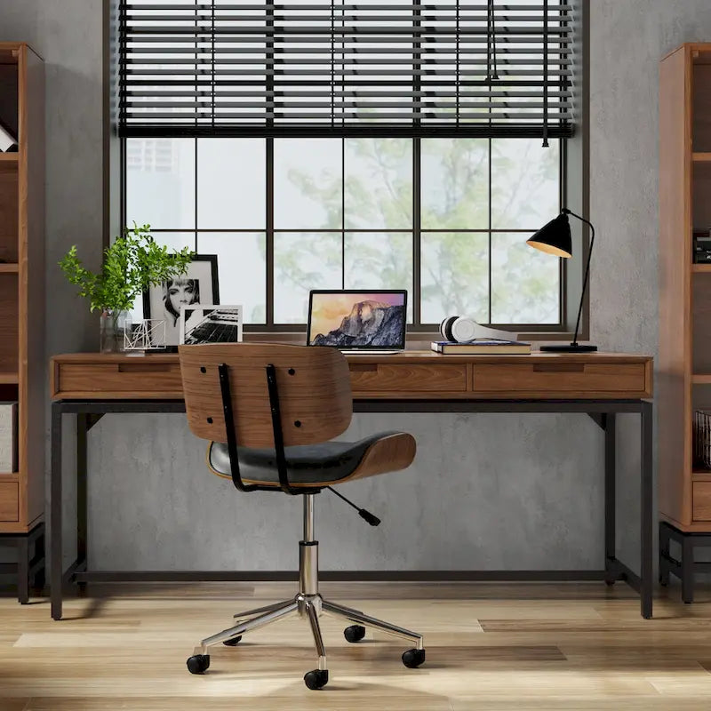 Bureau industriel en bois massif de 183 cm de large