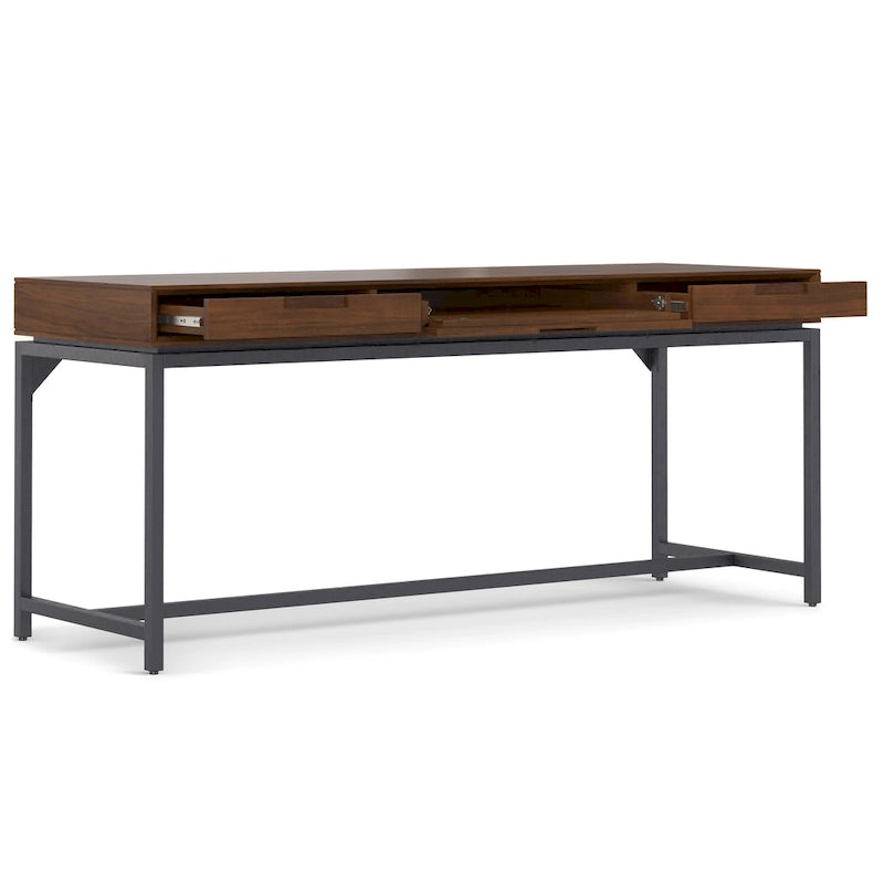 Bureau industriel en bois massif de 183 cm de large