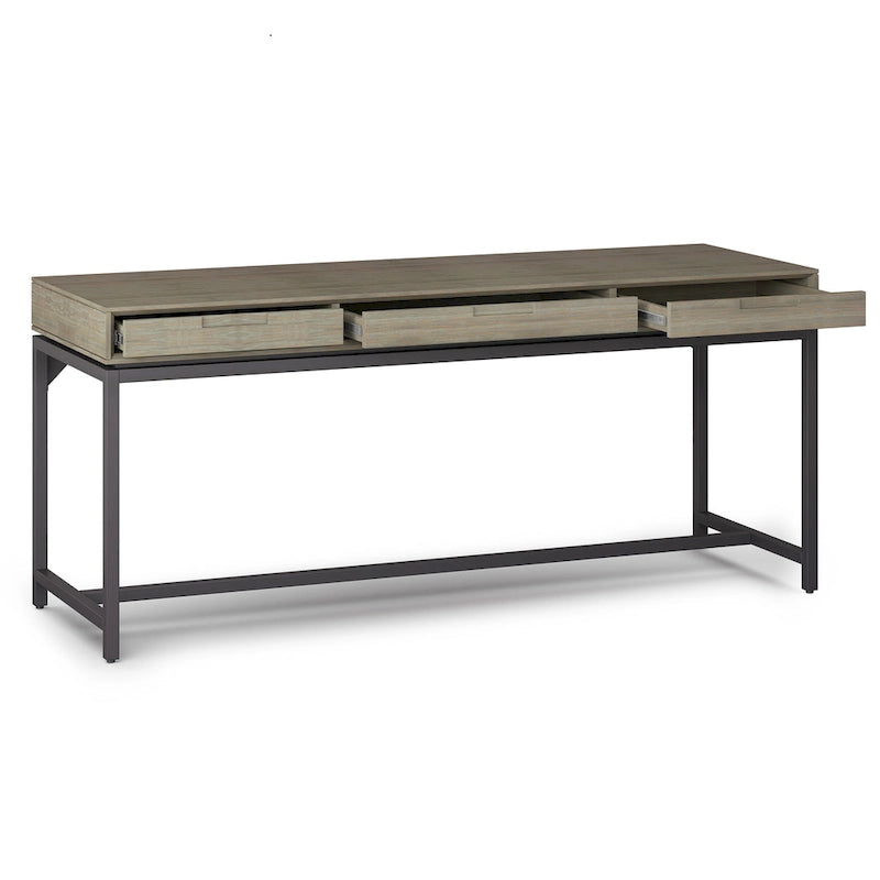 Bureau industriel en bois massif de 183 cm de large