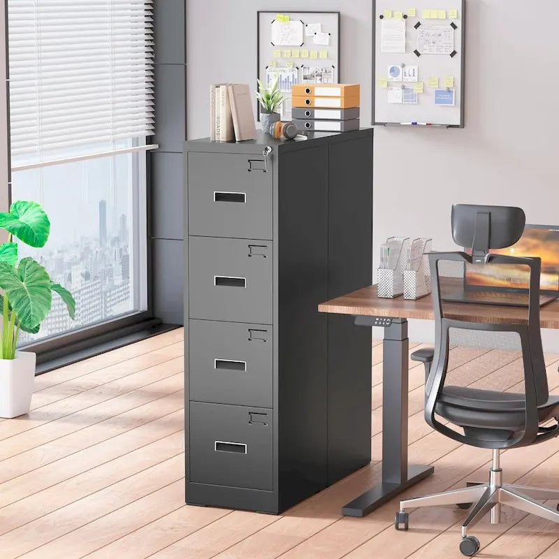 Classeur vertical en métal à 4 tiroirs profonds avec 4 cadres de suspension réglables pour le bureau à domicile