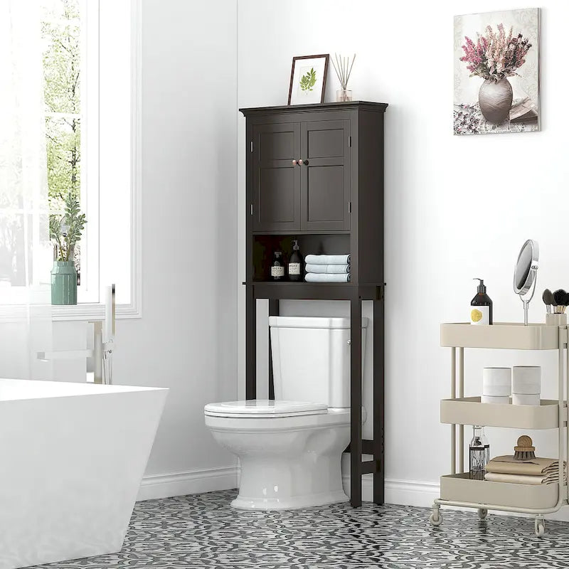 Meuble de rangement de salle de bain au-dessus des toilettes, organisateur avec étagères réglables