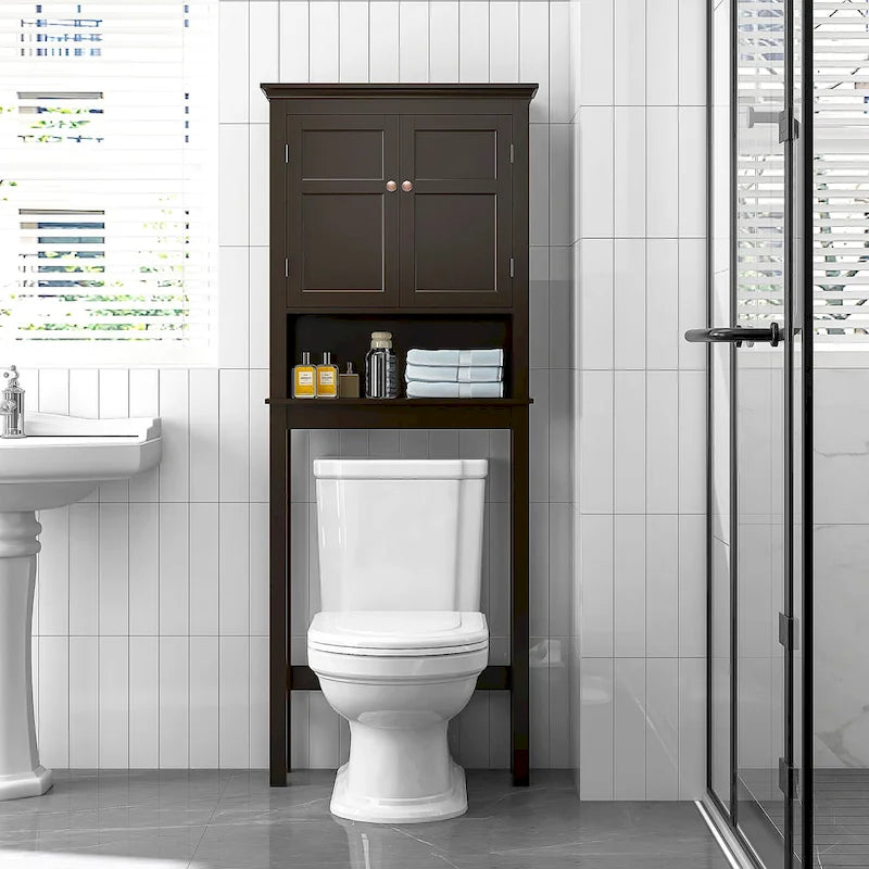 Meuble de rangement de salle de bain au-dessus des toilettes, organisateur avec étagères réglables