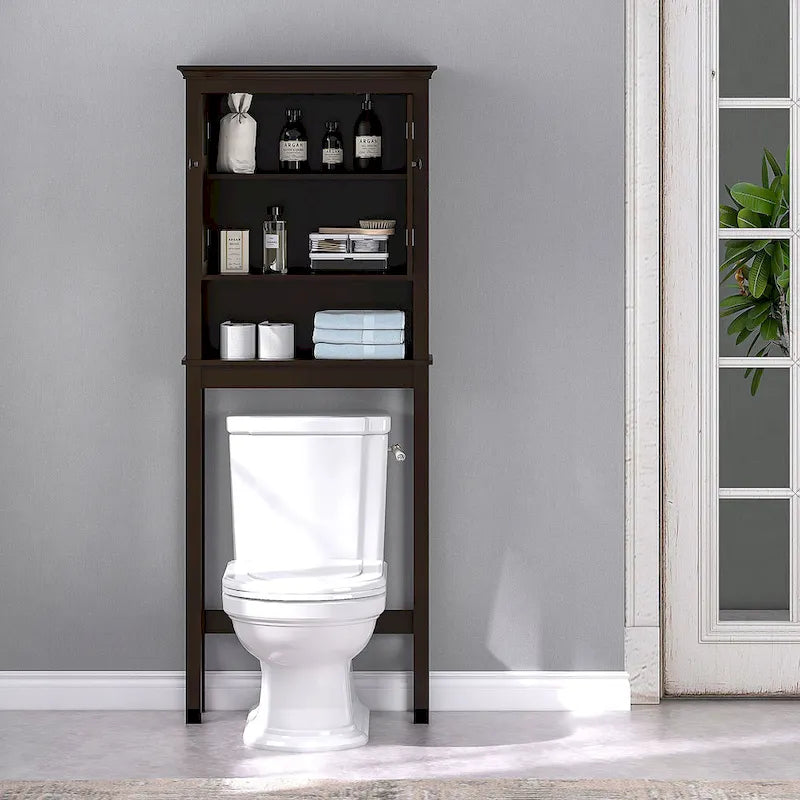 Meuble de rangement de salle de bain au-dessus des toilettes, organisateur avec étagères réglables