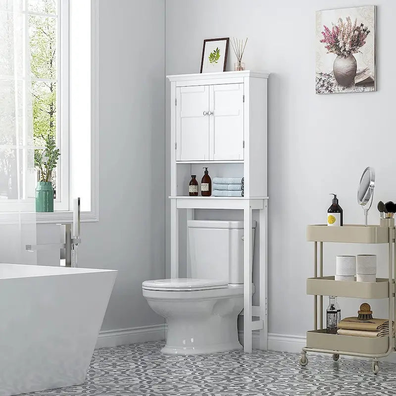 Meuble de rangement de salle de bain au-dessus des toilettes, organisateur avec étagères réglables
